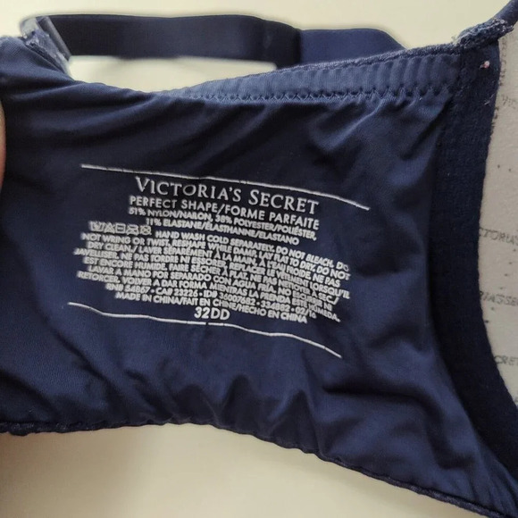 Victorias Secret Perfect Shape Bra Women Size 32DD Heather Blue Underwire Padded - Picture 7 of 7